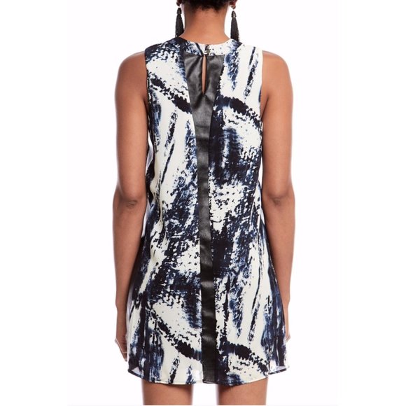 Asher by Fab'rik Heron Mini A-Line Dress With Faux Leather Trim Size Large - Picture 3 of 7